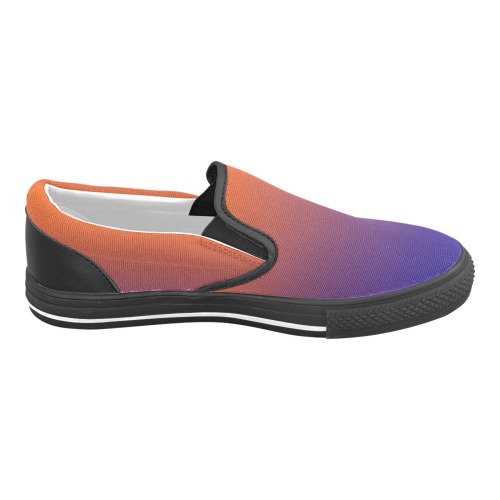 slice of rainbow Black Men's Slip-on Canvas Shoes (Model 019)