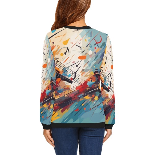 Classical music beautiful colorful abstract art All Over Print Crewneck Sweatshirt for Women (Model H18)