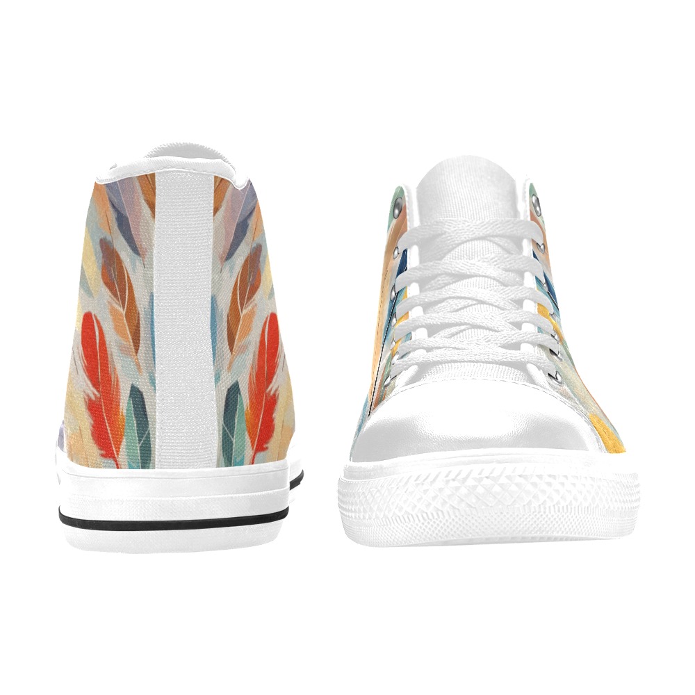 Colorful feathers in the wind abstract art. Women's Classic High Top Canvas Shoes (Model 017)