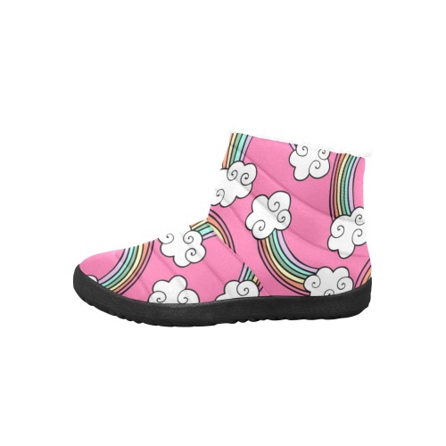 Rainbow Pink Clouds Men's Cotton-Padded Shoes (Model 19291)