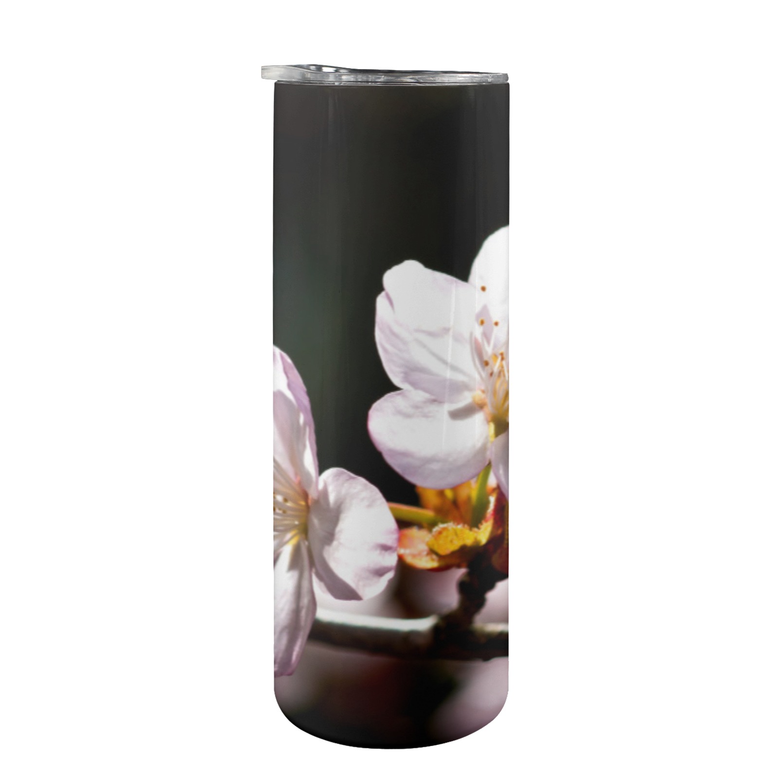 Sunlit sakura flowers. Play of light and shadows. 20oz Tall Skinny Tumbler with Lid and Straw
