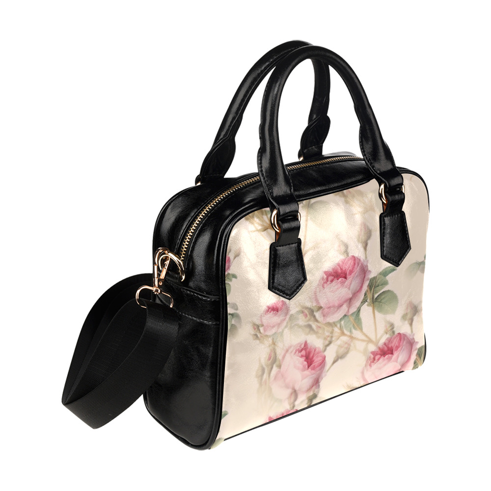 Vintage Pink Rose Garden Pattern Shoulder Handbag (Model 1634)