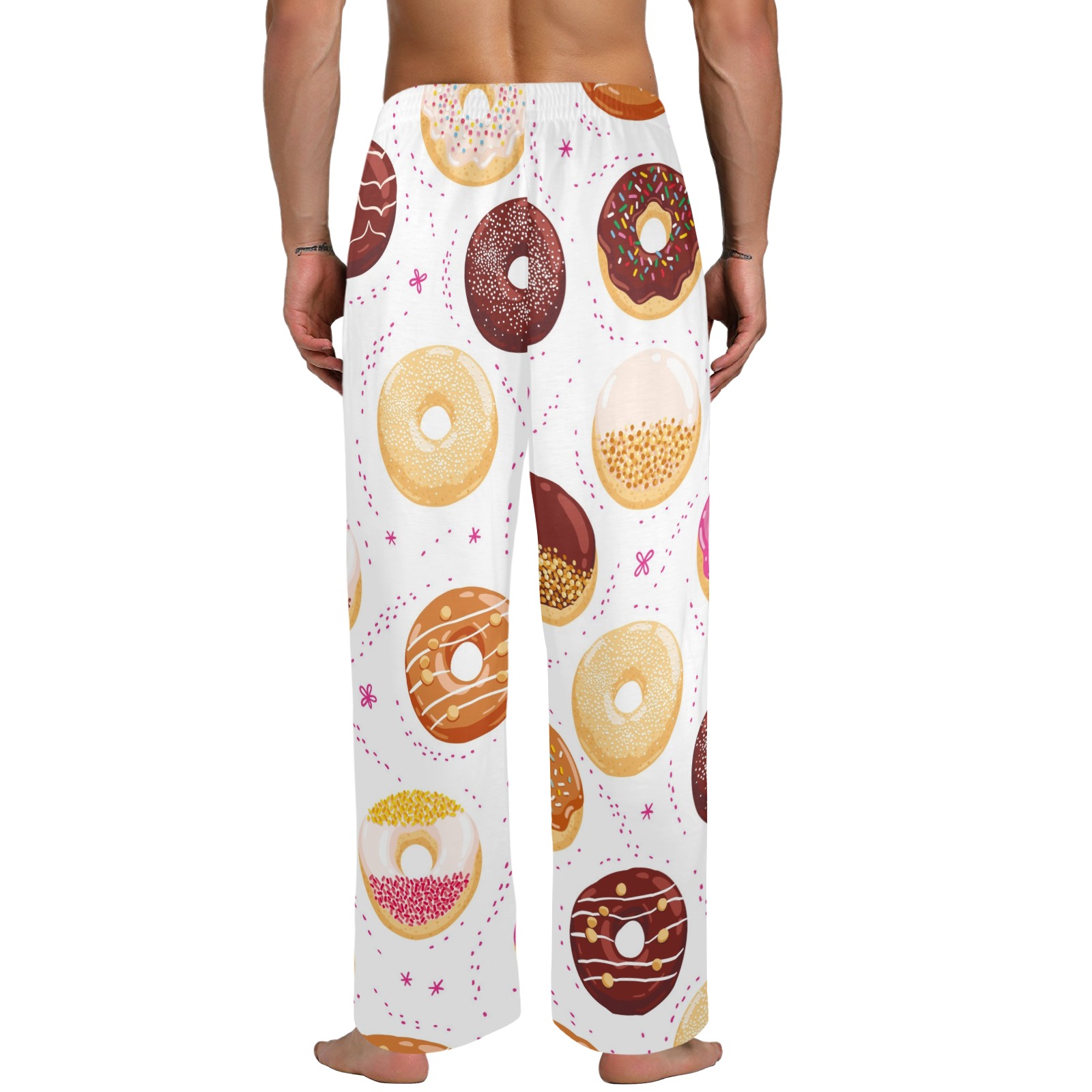 Doughnut Print Men's Pajama Trousers without Pockets