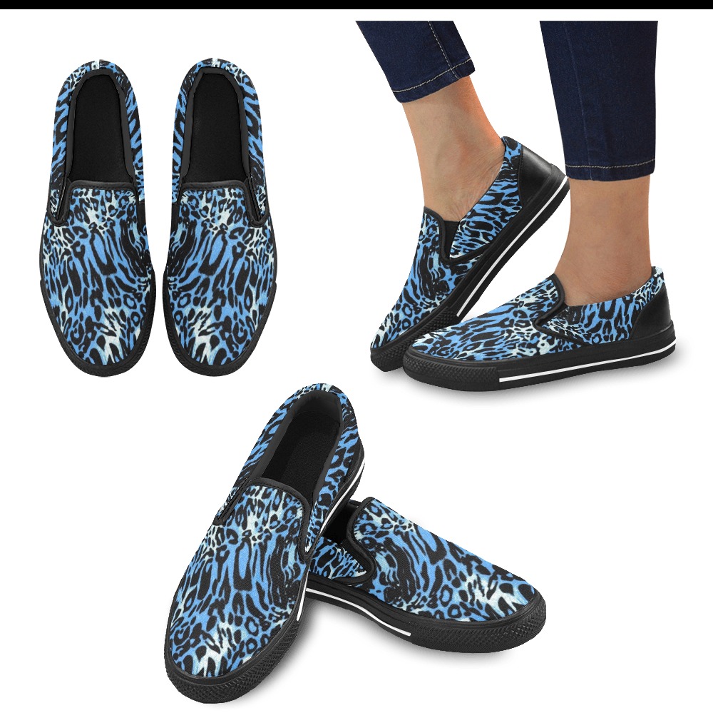 Animal skin Women's Slip-on Canvas Shoes (Model 019)
