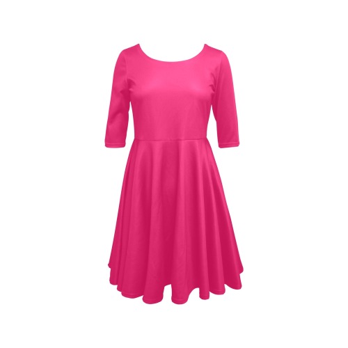 color ruby Half Sleeve Skater Dress (Model D61)