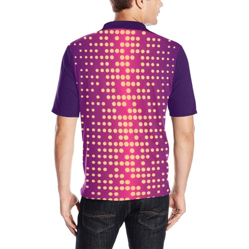 Dot Matrix Retrowave Men's All Over Print Polo Shirt (Model T55)