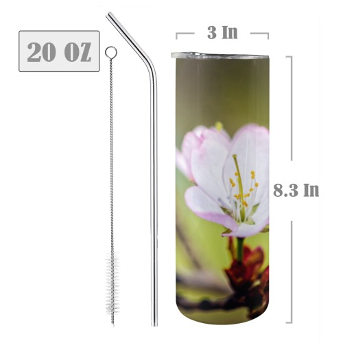 Pleasant sakura cherry flowers on a sunny day. 20oz Tall Skinny Tumbler with Lid and Straw