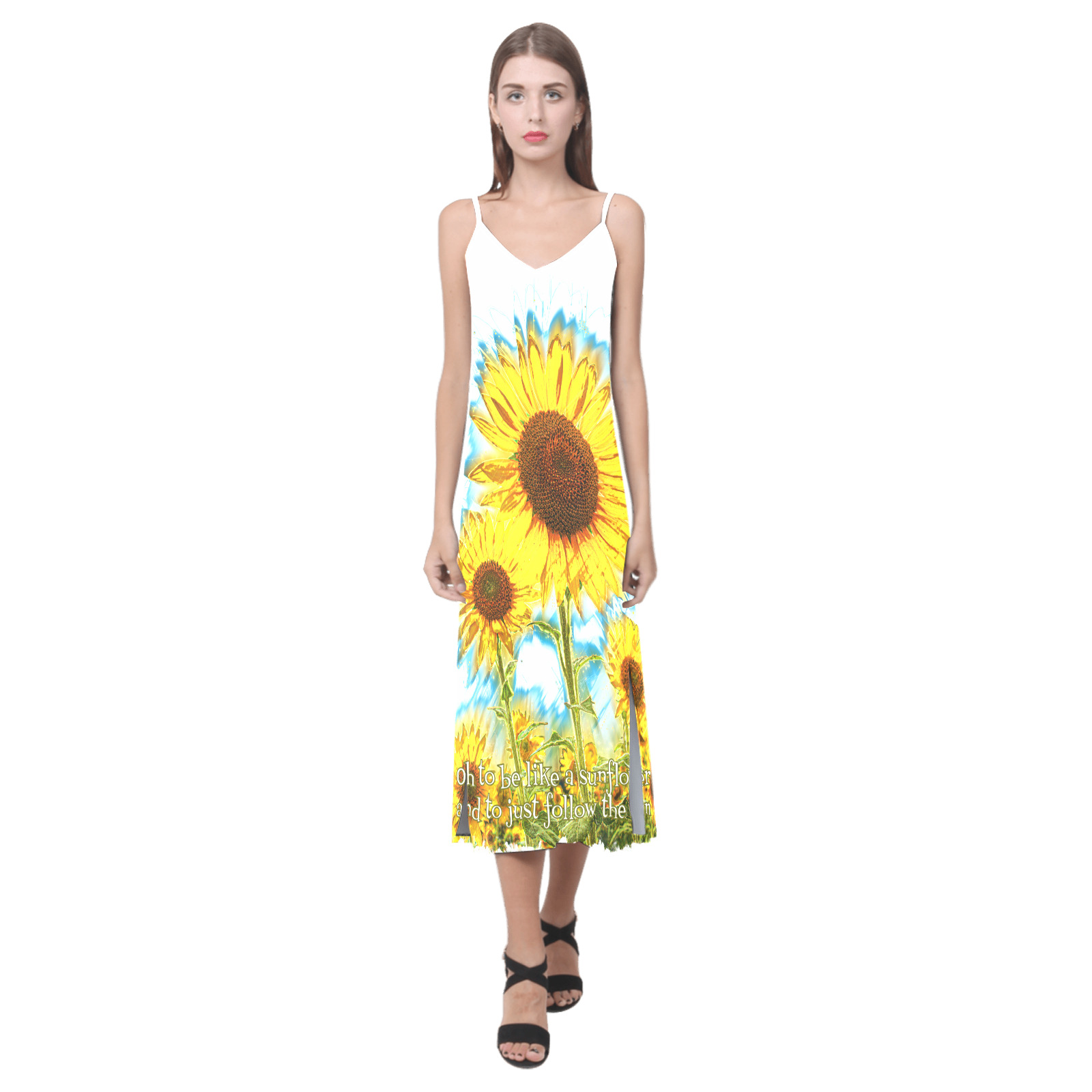 Follow the Sun V-Neck Open Fork Long Dress(Model D18)