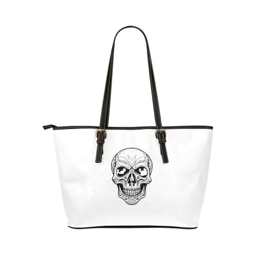 skull Leather Tote Bag/Large (Model 1651)