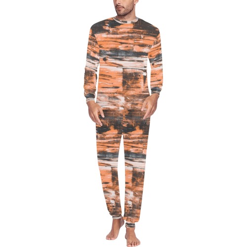 Black and Gold Grunge Men's All Over Print Pajama Set with Custom Cuff