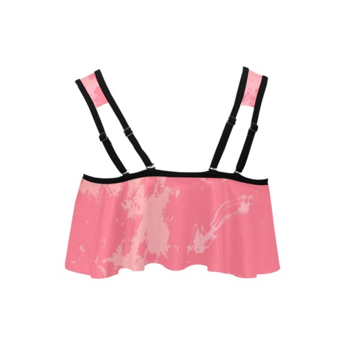 Pink Abstract Flounce Bikini Top (Model S24)