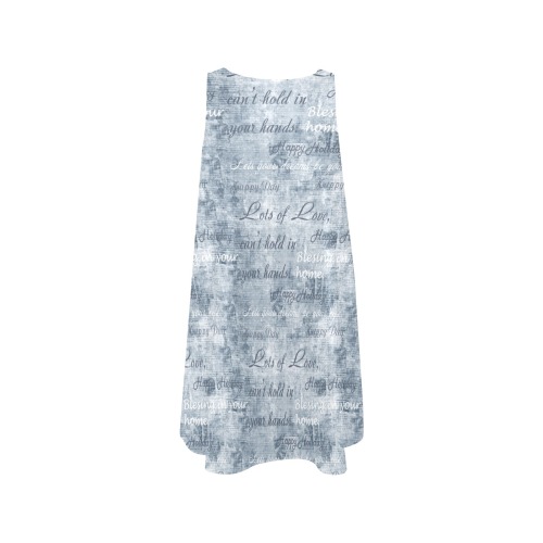 Blue Inscription Sleeveless A-Line Pocket Dress (Model D57)