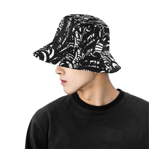 Black and white Abstract graffiti All Over Print Bucket Hat for Men