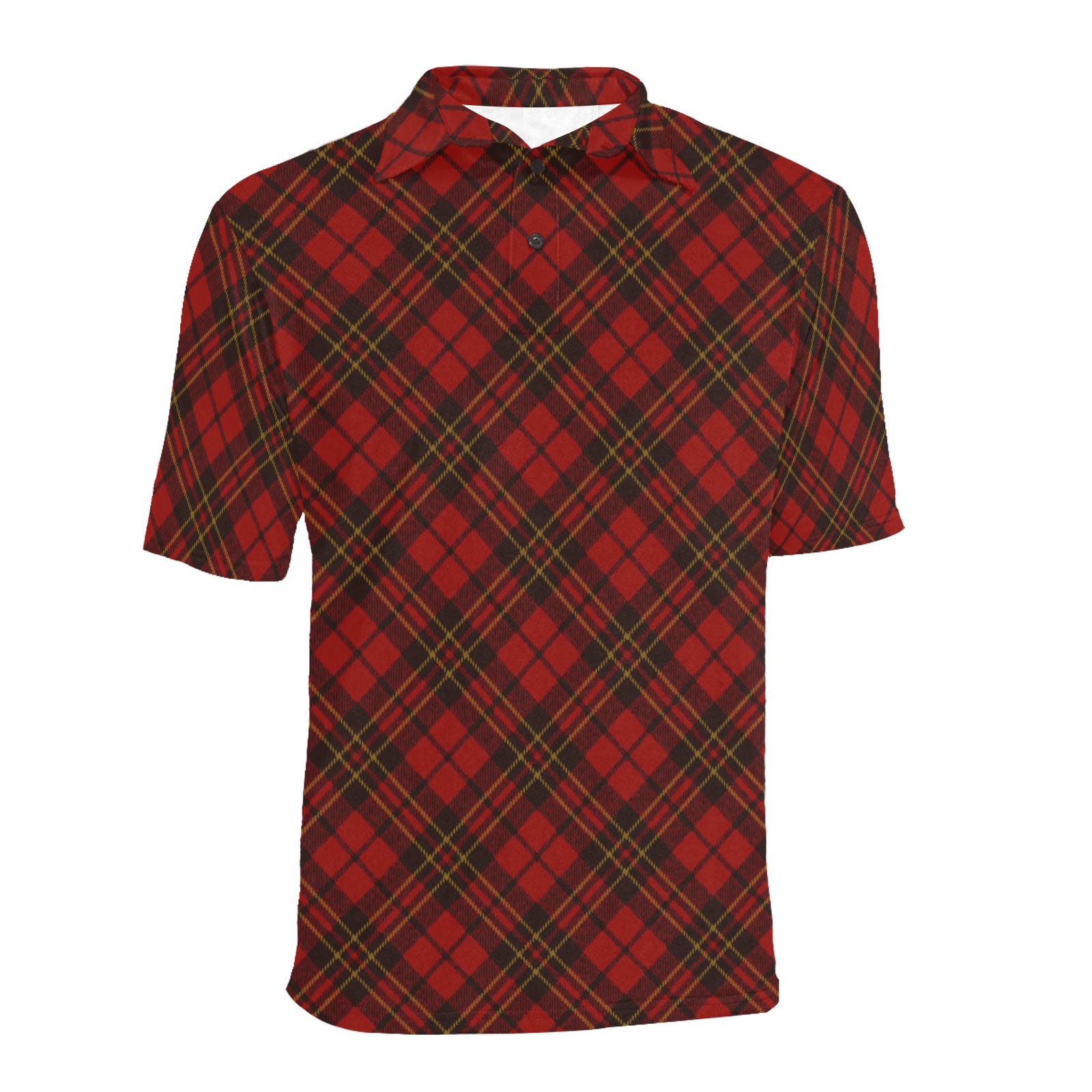 Red tartan plaid winter Christmas pattern holidays Men's All Over Print Polo Shirt (Model T55)