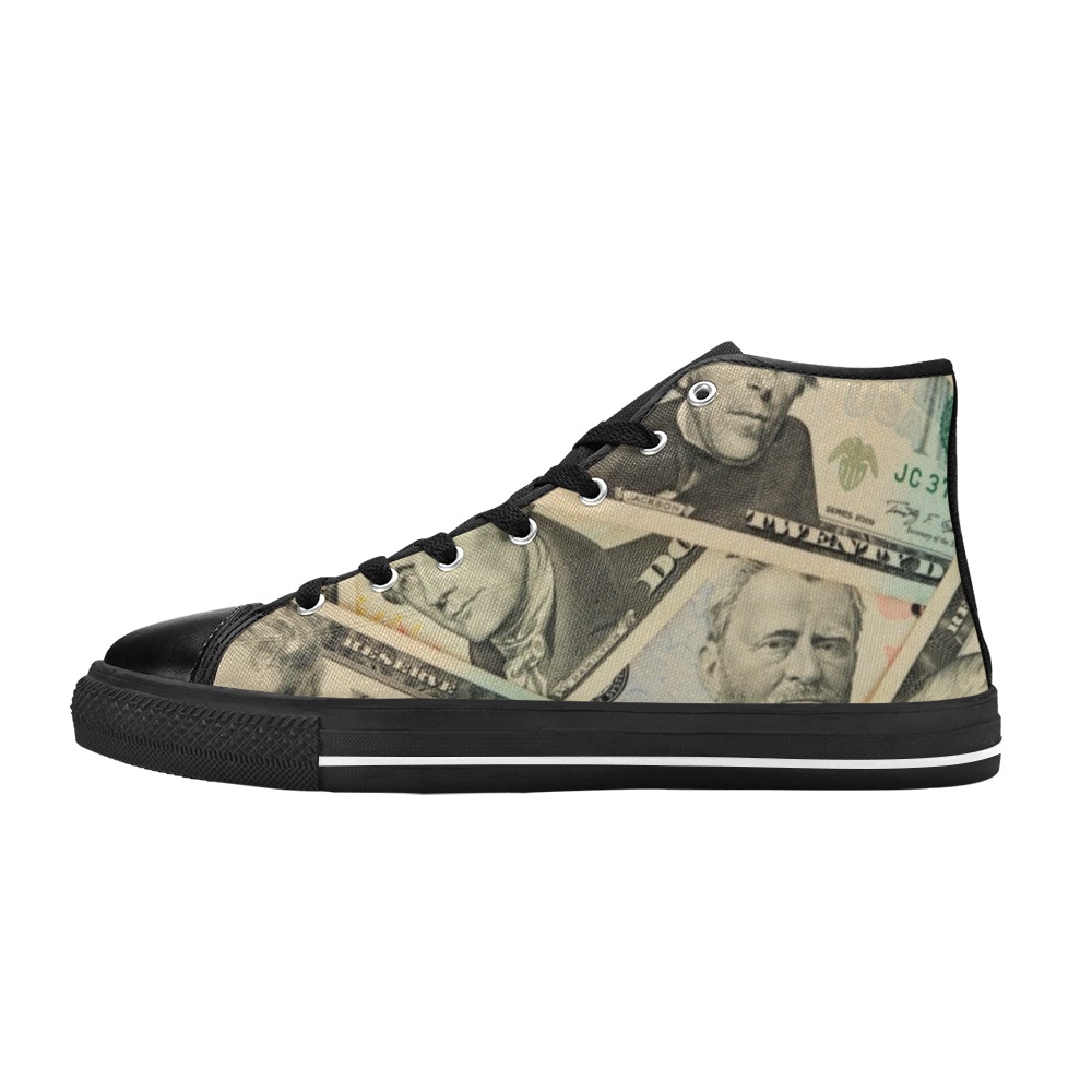 US PAPER CURRENCY High Top Canvas Shoes for Kid (Model 017)