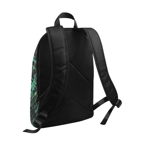 Criss-cross Pattern (Green/Black) Fabric Backpack for Adult (Model 1659)