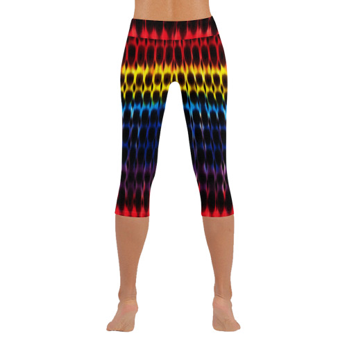 Modern Digital Hippie Tie-Dye Women's Low Rise Capri Leggings (Invisible Stitch) (Model L08)