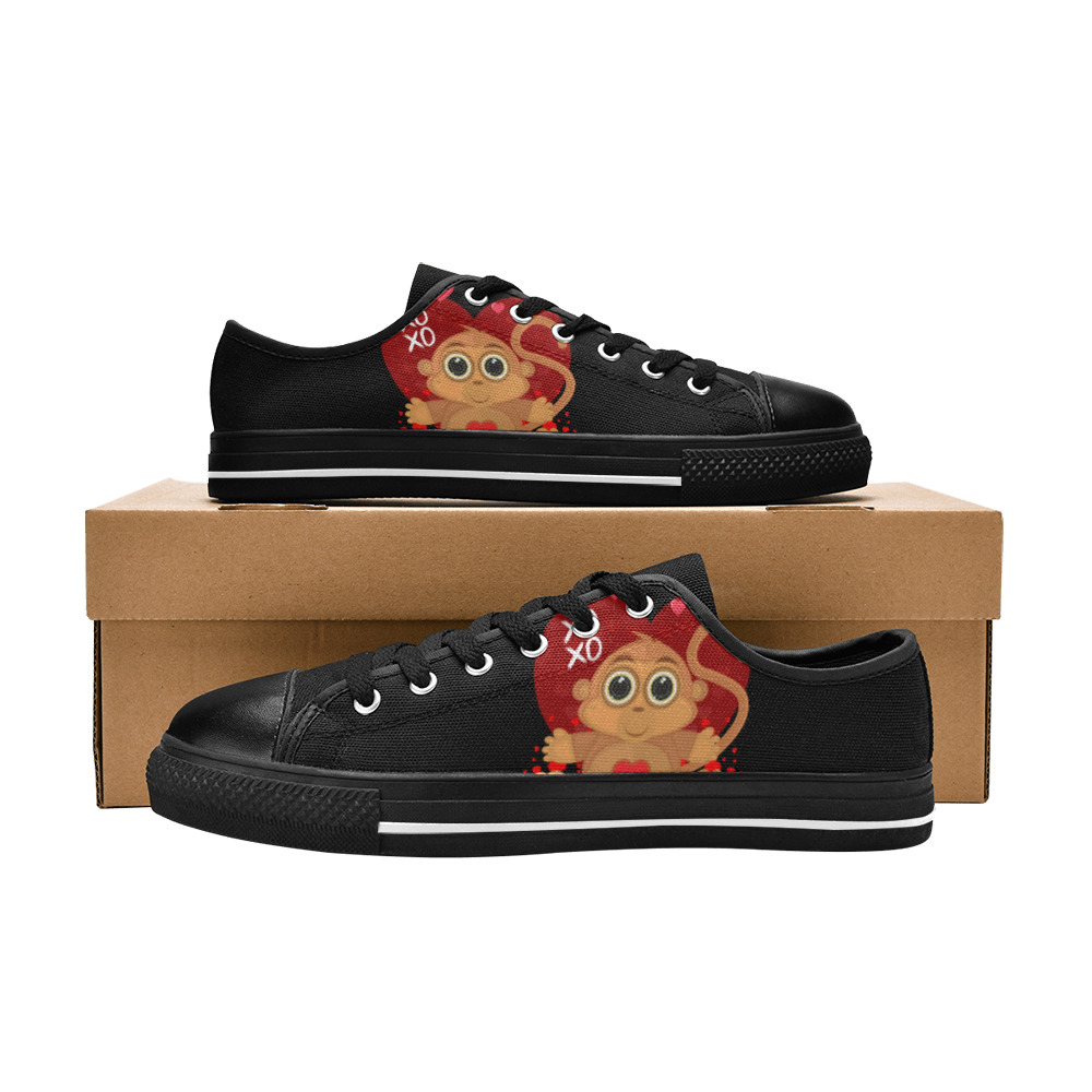 Valentine's Day Monkey Women's Classic Canvas Shoes (Model 018)