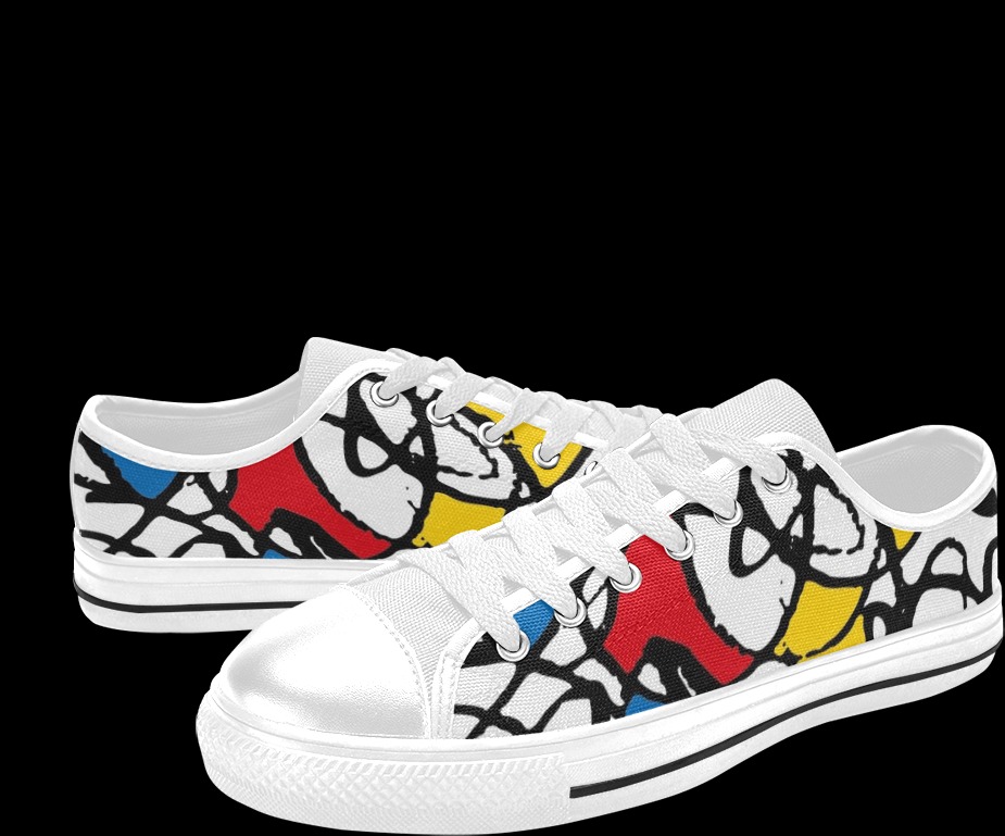 Mondrian Doodle Scribble Men's Classic Canvas Shoes (Model 018)