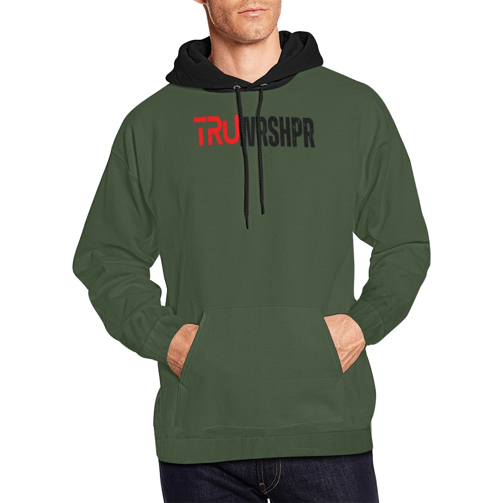 Green Tru Hoodie Black hood All Over Print Hoodie for Men (USA Size) (Model H13)