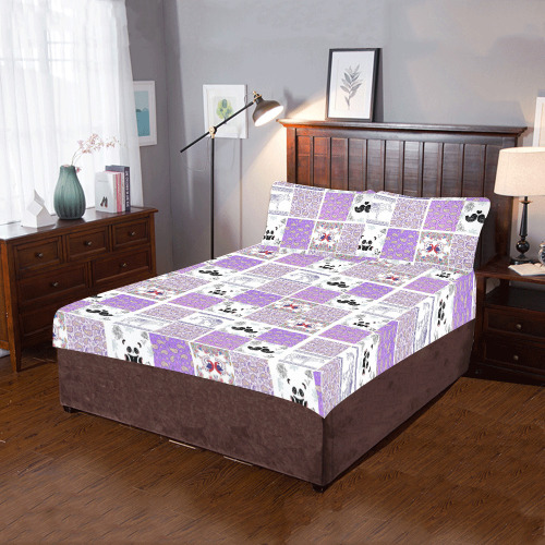 Purple Paisley Birds and Animals Patchwork Design 3-Piece Bedding Set