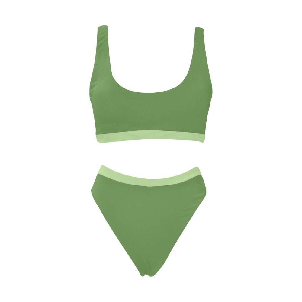 Green Sport Top & High-Waisted Bikini Swimsuit (Model S07)