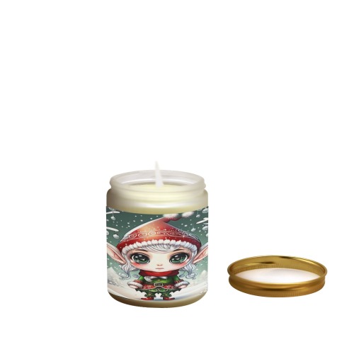 Christmas Elf Frosted Glass Candle Cup - Large Size (Lavender&Lemon)