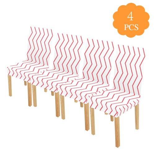 White red chevron vertical lines pattern Chair Cover (Pack of 4)