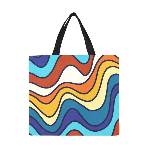 Retro Wavy Lines All Over Print Canvas Tote Bag/Large (Model 1699)