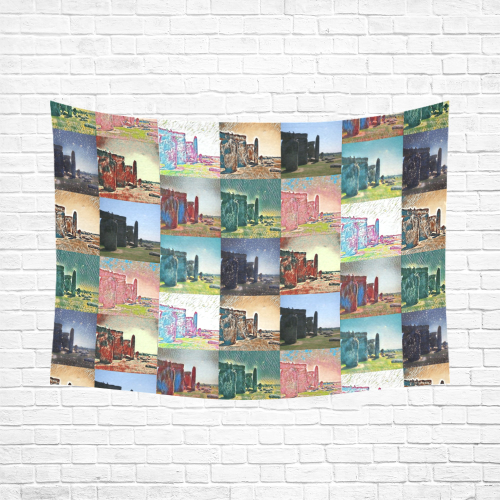 Stonehenge, Wiltshire, England Collage Cotton Linen Wall Tapestry 80"x 60"