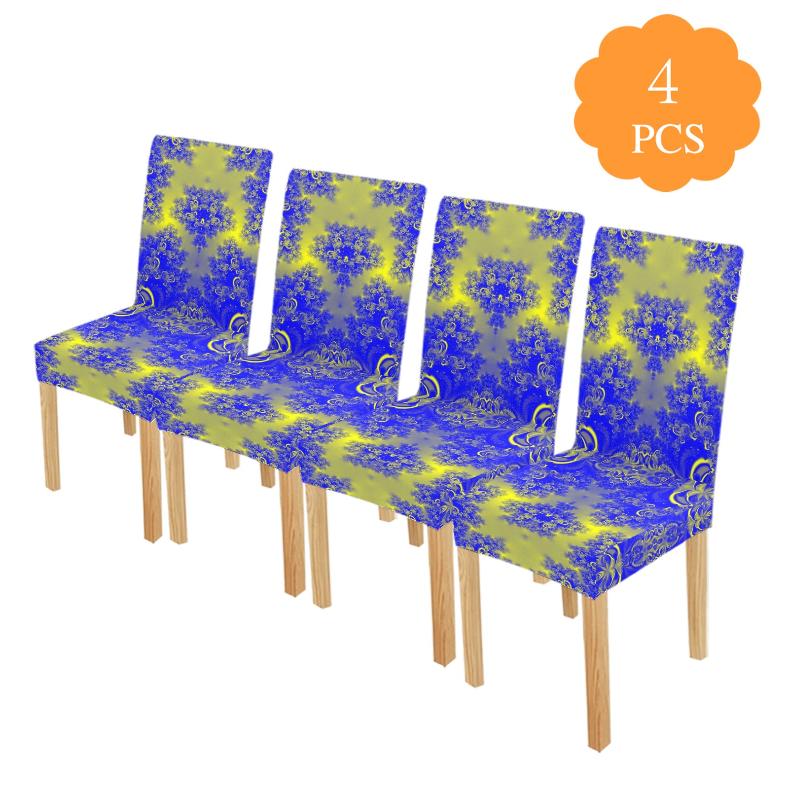 Sunlight and Blueberry Plants Frost Fractal Chair Cover (Pack of 4)
