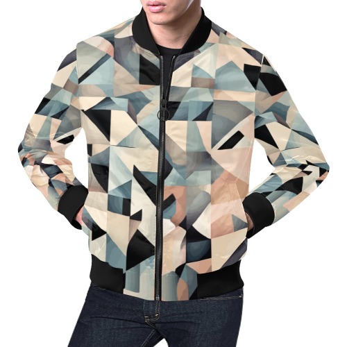 Modern abstract geometric pattern of pastel colors All Over Print Bomber Jacket for Men (Model H19)