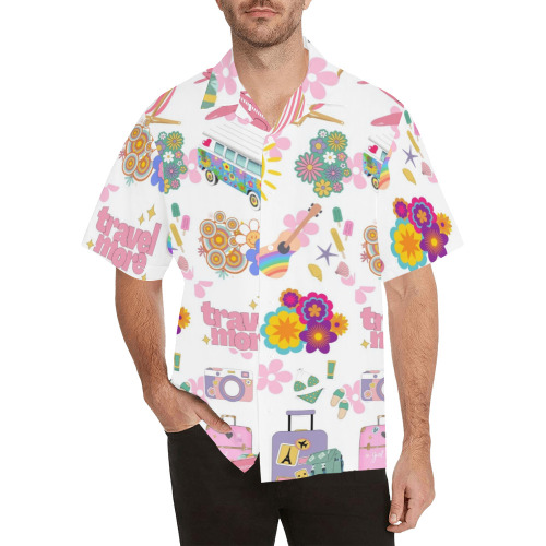 Hippie Summer Holiday Travel Vacation Artwork Design Hawaiian Shirt (Model T58)