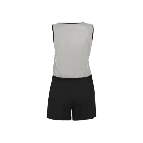 Gray & Black Jumpsuit All Over Print Short Jumpsuit (Sets 04)