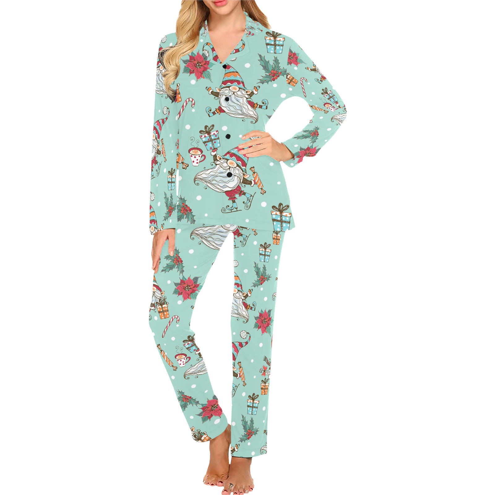 Christmas Gnomes Women's Long Pajama Set