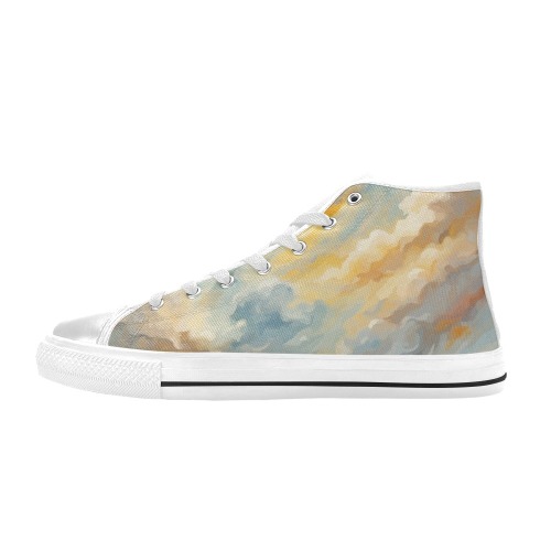 Sun is shining above the colorful clouds cool art Men’s Classic High Top Canvas Shoes (Model 017)