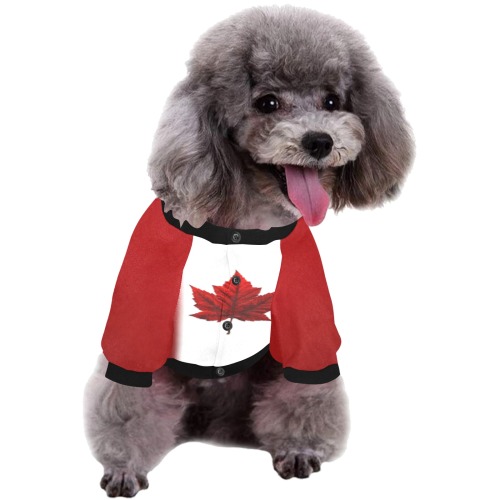 Canada Flag Dog Shirts Pet Dog Round Neck Shirt