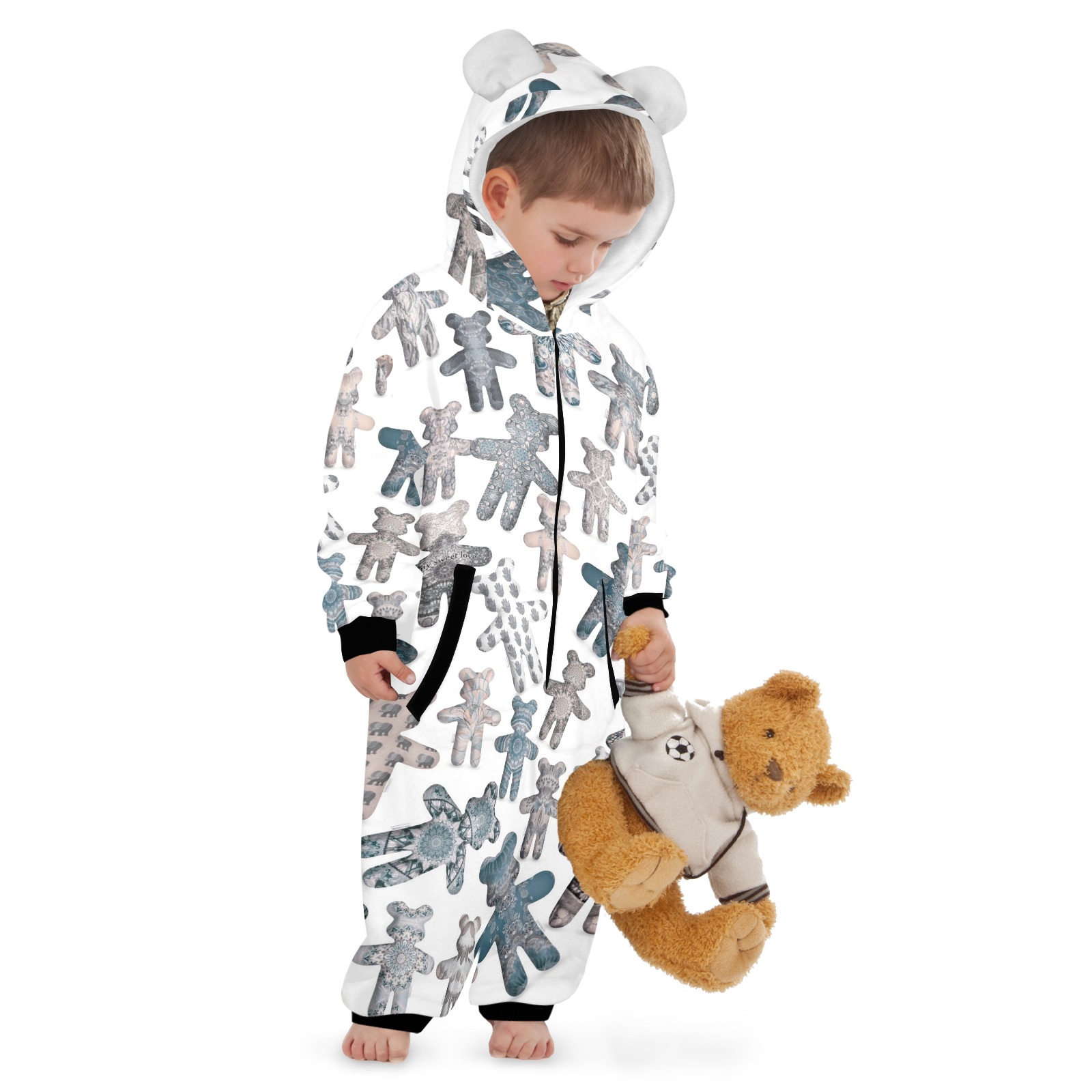teddy bear assortiment 13 One-Piece Zip up Hooded Pajamas for Little Kids