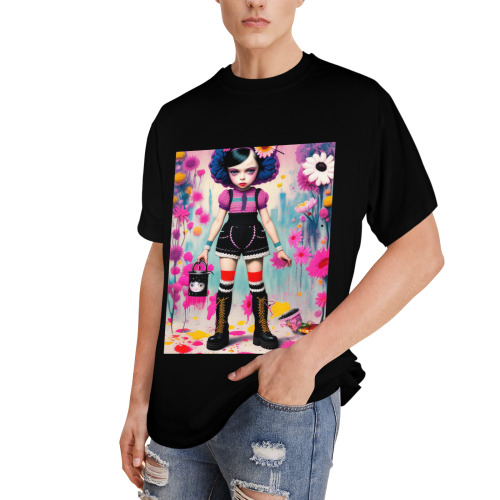 cute gothic knit crochet girl 4 Men's Glow in the Dark T-shirt (Front Printing)
