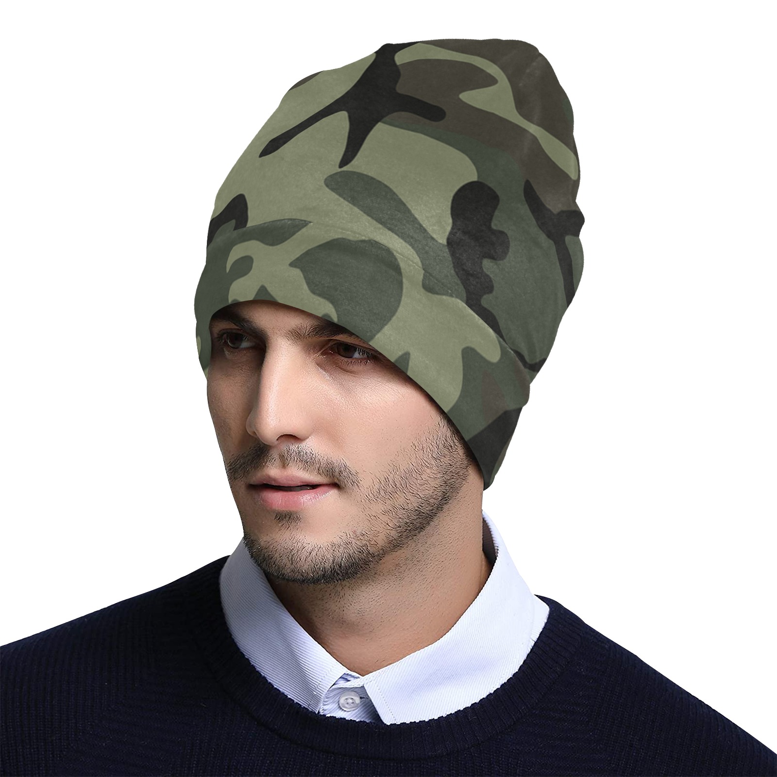 Camo Green All Over Print Beanie for Adults