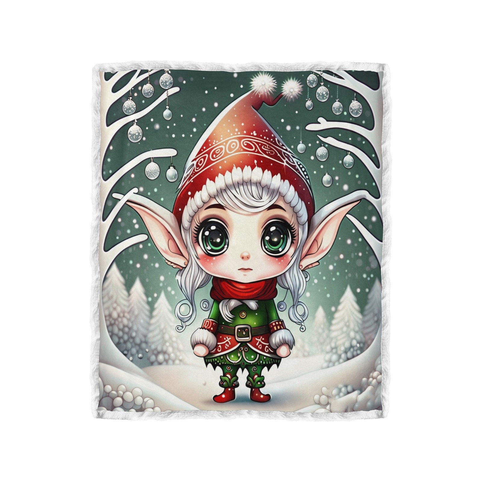 Christmas Elf Double Layer Short Plush Blanket 50"x60"