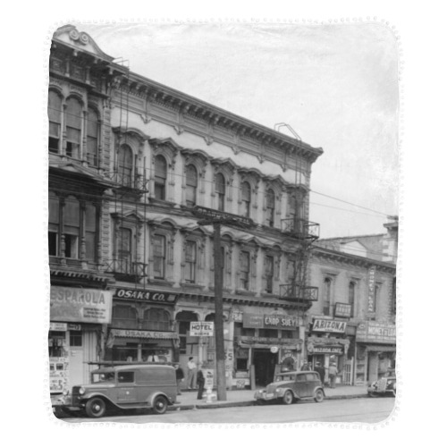 East side of Main Street Los Angeles. 1930s Pom Pom Fringe Blanket 60"x80"