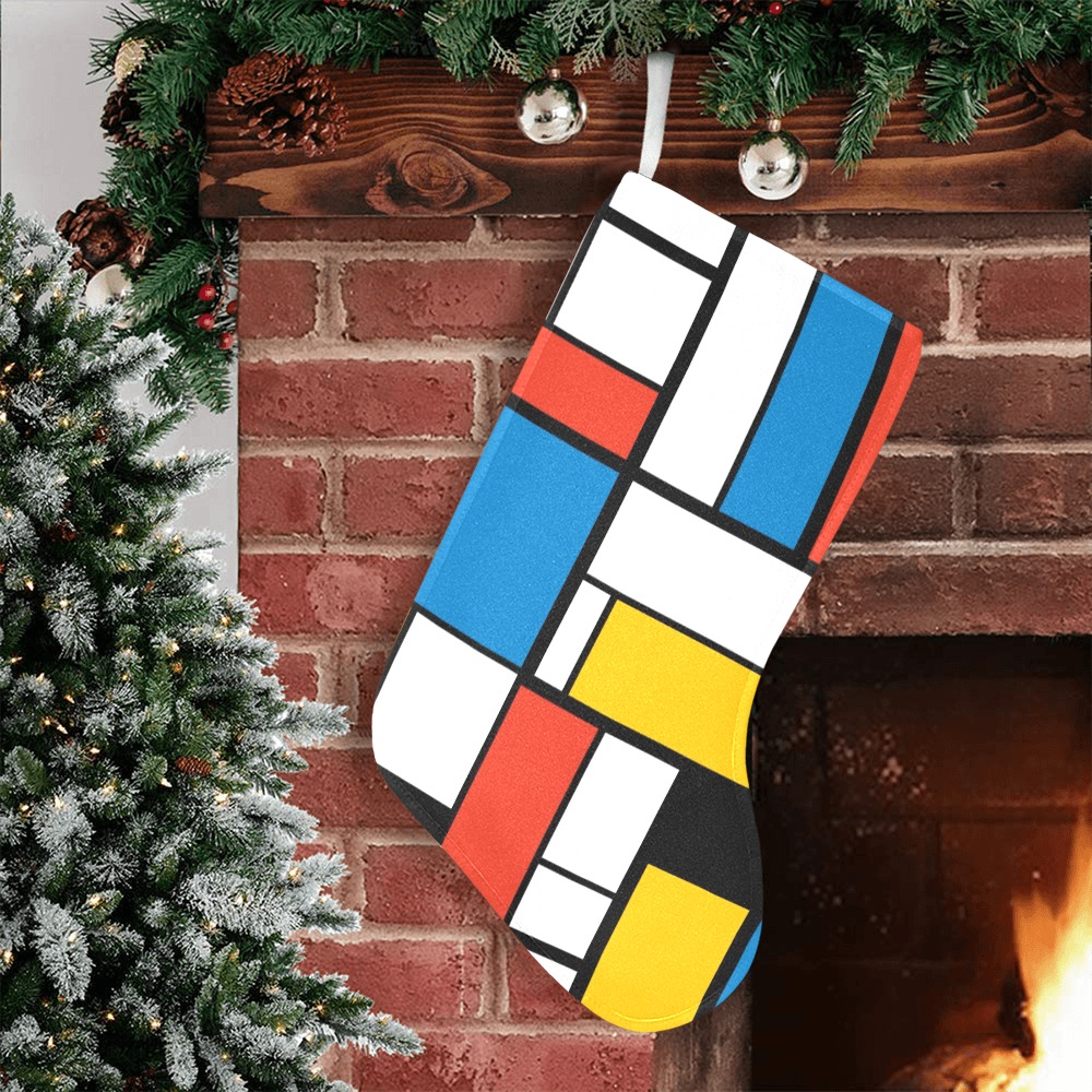 Mondrian De Stijl Modern Christmas Stocking (Without Folded Top)