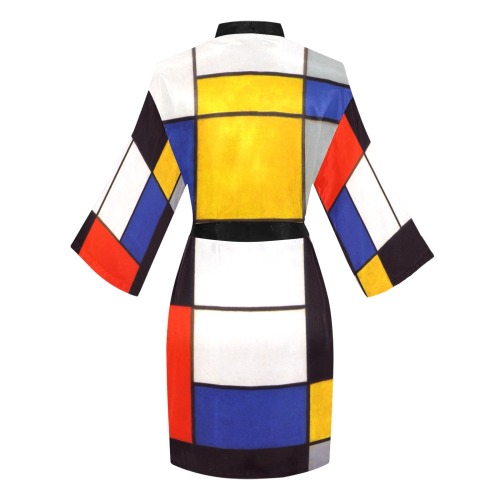 Composition A by Piet Mondrian Long Sleeve Kimono Robe