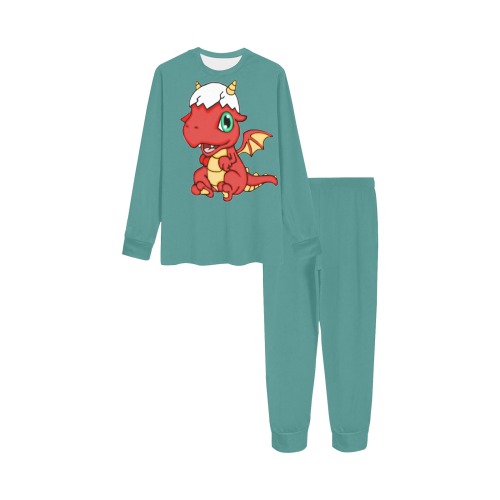 Baby Red Dragon Jade Green Kids' All Over Print Pajama Set