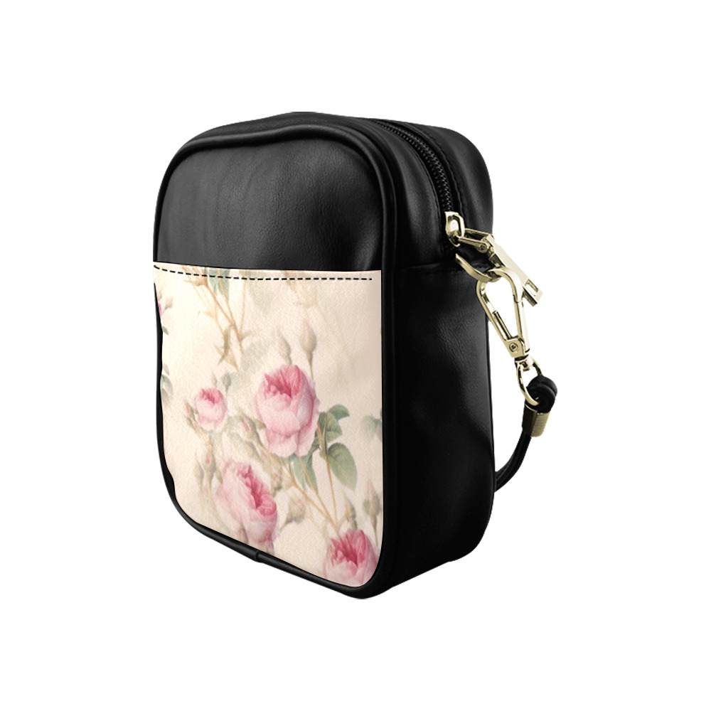 Vintage Pink Rose Garden Pattern Sling Bag (Model 1627)