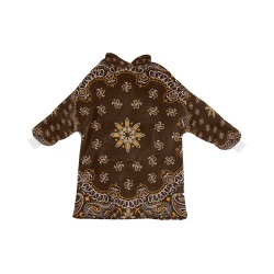 Brown Bandanna Pattern  / White Cuff Blanket Hoodie for Men