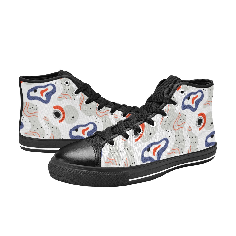 Elegant Abstract Mid Century Pattern Women's Classic High Top Canvas Shoes (Model 017)
