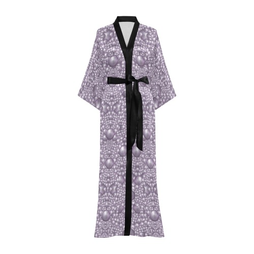 festive purple pearls Long Kimono Robe