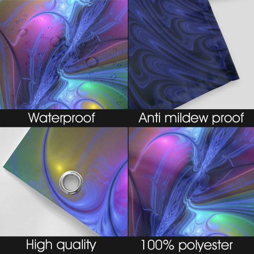 Colorful Luminous Abstract Blue Pink Green Fractal Shower Curtain 69"x70"